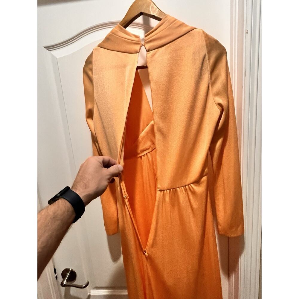 Dan Lee / NEUSTETERS / Vtg 60s Orange Party Dress w/Arrow Sheer Bust Size 12 - Picture 11 of 15